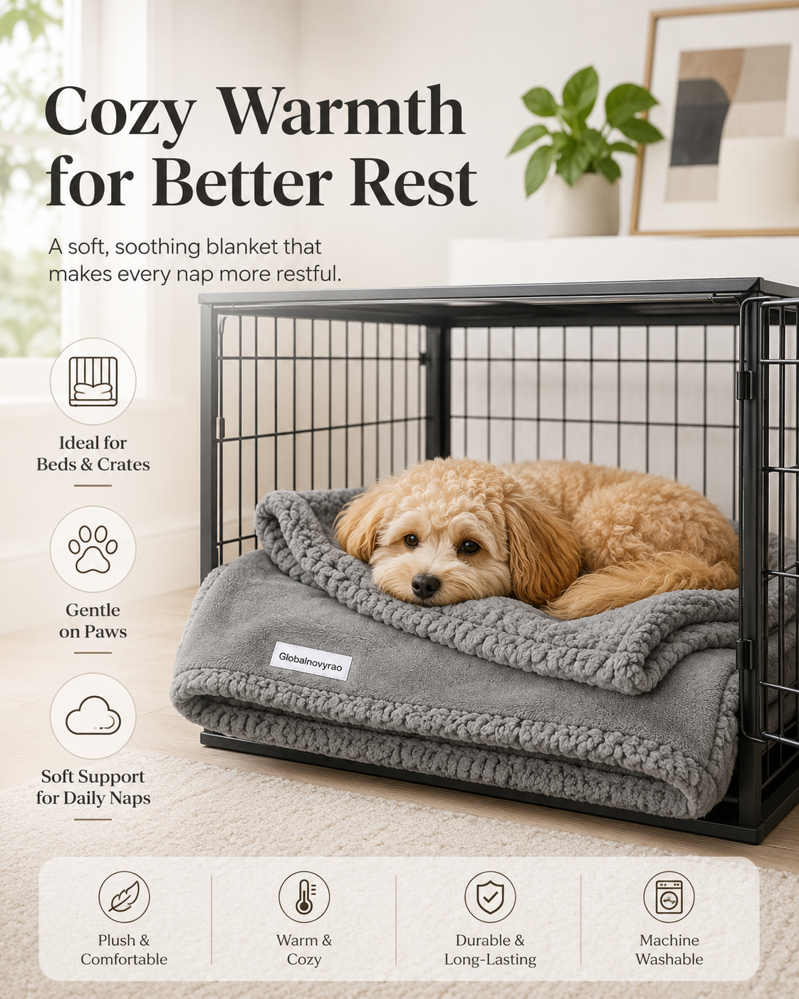 Globalnovyrao Cozy Sherpa Pet Blanket