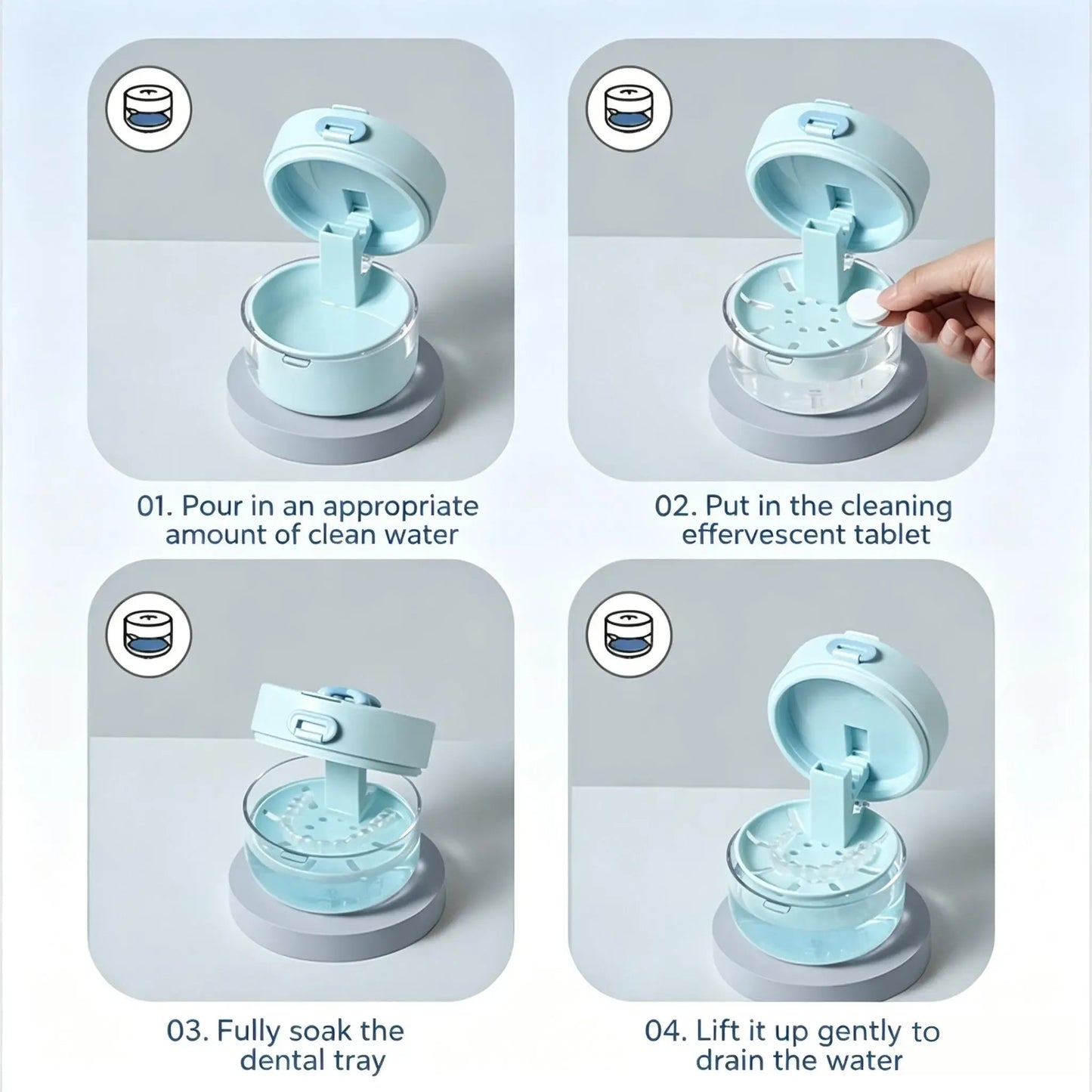 💖Hot 30% OFF🌹🦷 Retainer Cleaner Case Box with Drain Tray, Mirror & Brush