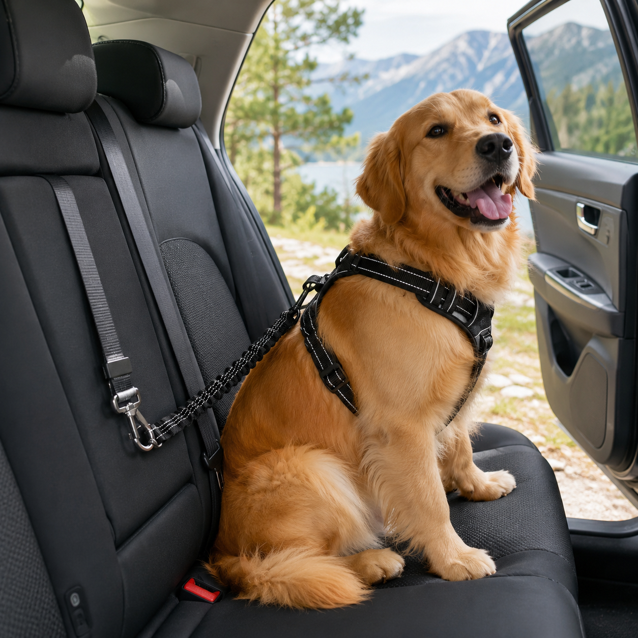 Heavy-Duty Adjustable Pet Seat Belt Safety Tether