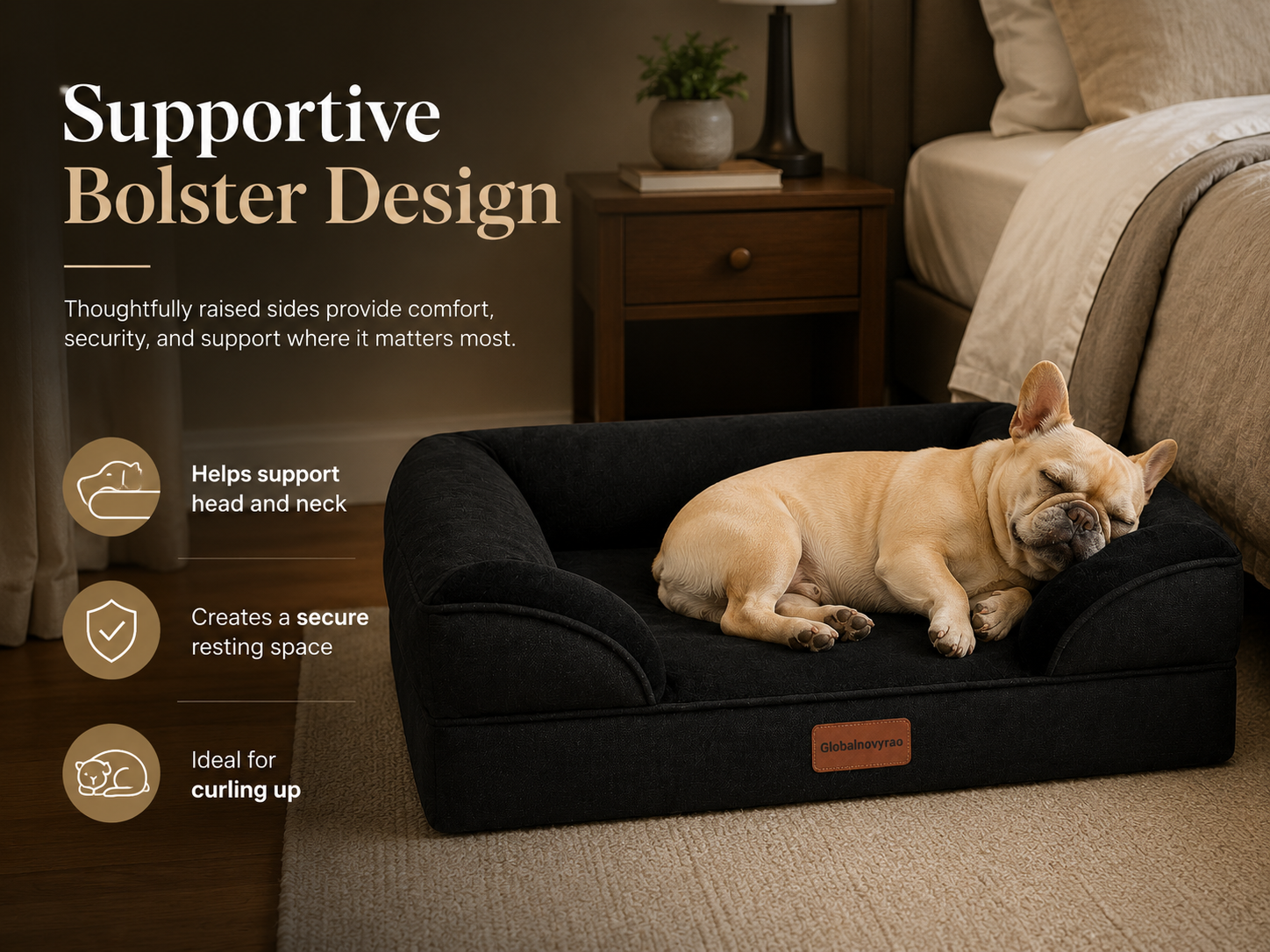 Globalnovyrao Cozy Bolster Pet Bed