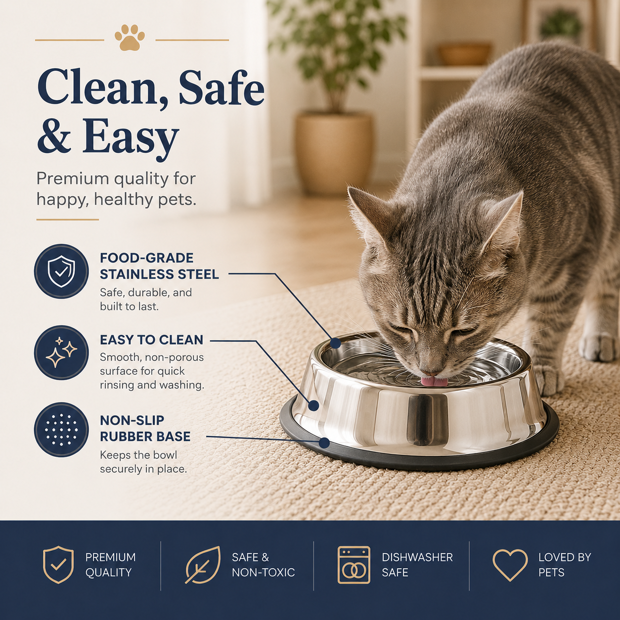 Stainless Steel Non-Slip Pet Bowl